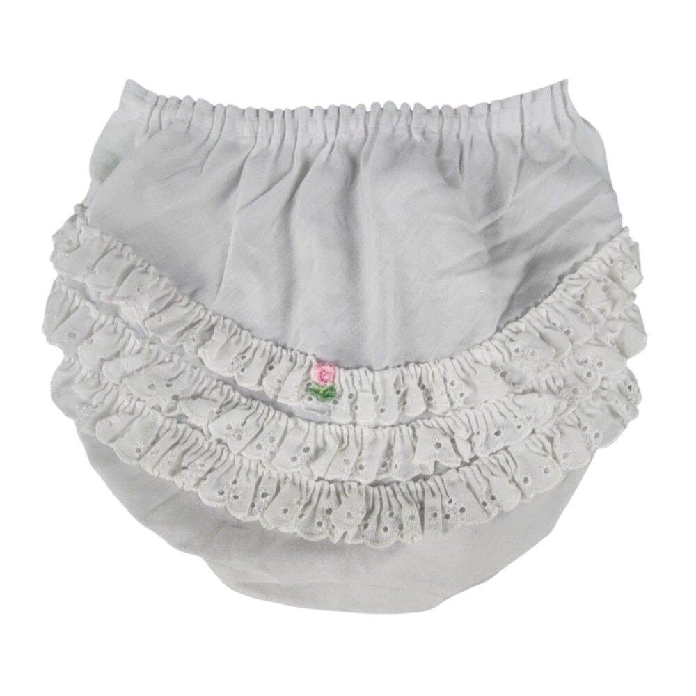 IC Mfg. Co. Brief Girls 4 White Ruffle Eyelet Diaper Cover Pink Rose Made USA
